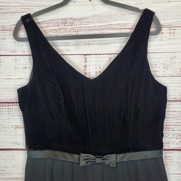 Laundry by Shelli Segal Black Fairy Goth Dress 14 Velvet Top Rayon Pleated Skirt - Picture 3 of 14